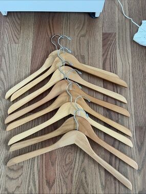 Set of Wooden Suit Hangers - Natural Wood